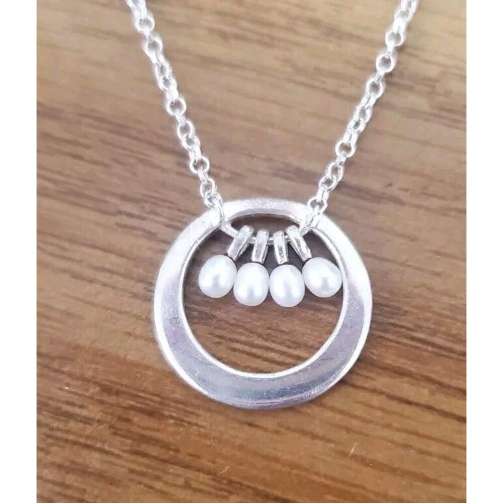 925 Sterling Silver Chain Necklace With Freshwater Pearl Pendant 16"